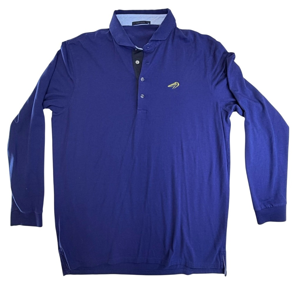 Greyson Polo Shirt Mens XL Blue Long Sleeve Pima Cotton Modal Stretch Bird‎ Logo